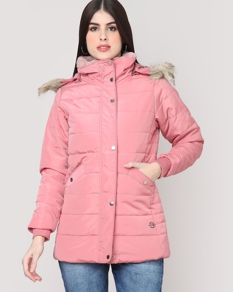 Pink women's 2025 jacket with hood