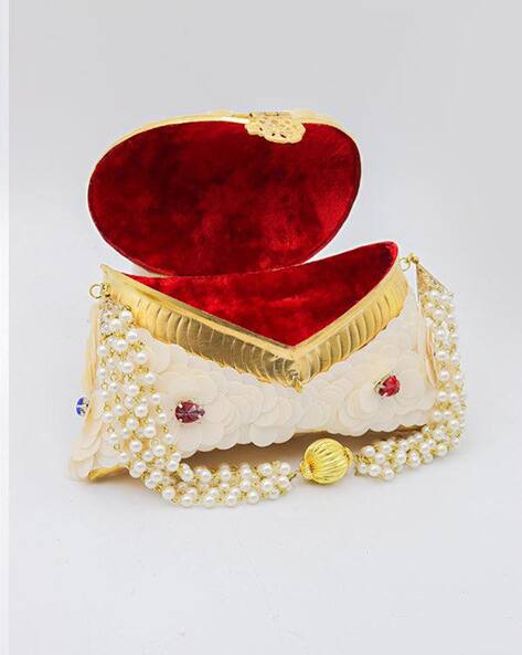 Embellished Clutch with Detachable Chain Strap