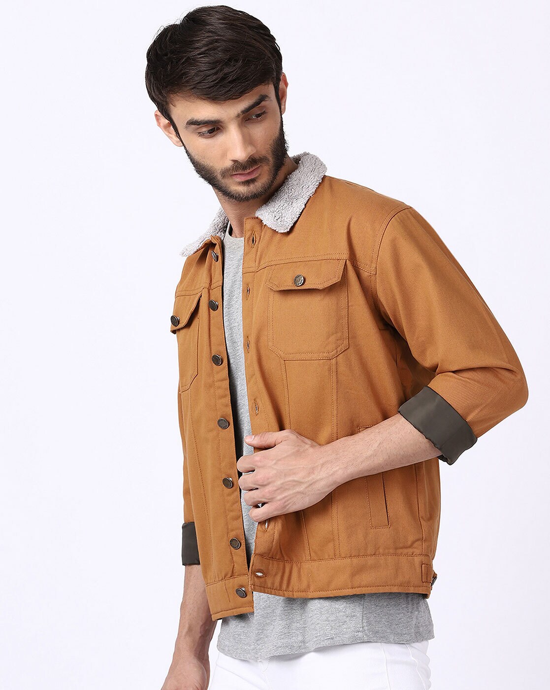 Tan mens denim outlet jacket