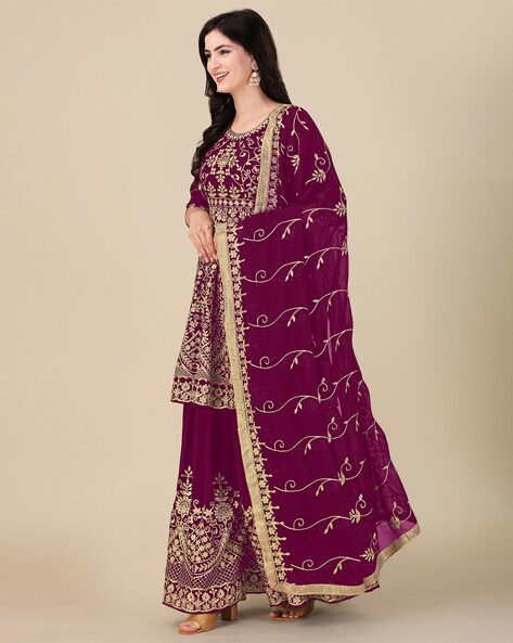 Buy Purple Dress Material for Women by Fashion Basket Online