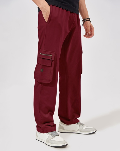 Red Cargo Pants Mens Spring And Fashion Autumn Cotton Simple Solid Color  Leisure High Street Elastic Lace Up Pants Trousers Pants - Walmart.com
