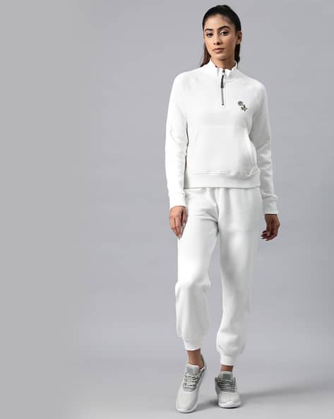 Women Typographic Print Regular Fit Sweatshirt Track Pants Set