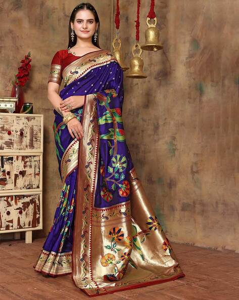 Stylish Blue Saree With Black Blouse | Indian Online Ethnic Wear Website  For Women