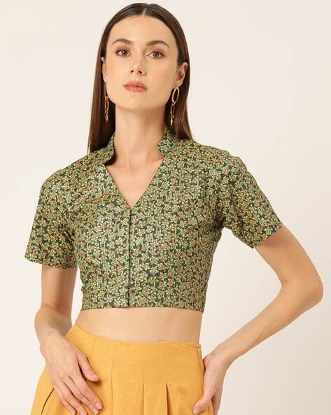 Indie Picks Women Floral Print Front Open Blouse