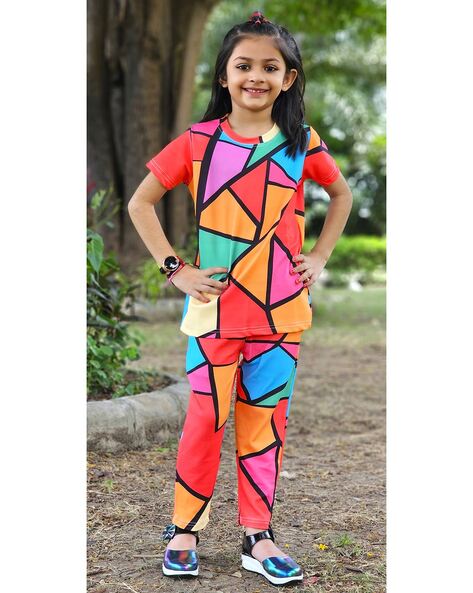 Buy Full Sets Ethnic Wear Cotton Printed Off Shoulder Kurti Pant Set with  Side sling bag for Girls- Yellow Clothing for Girl Jollee