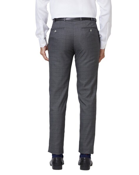 Buy Raymond Men Black Slim Fit Checks Polyester Blend Trouser, Raymond  Trouser online