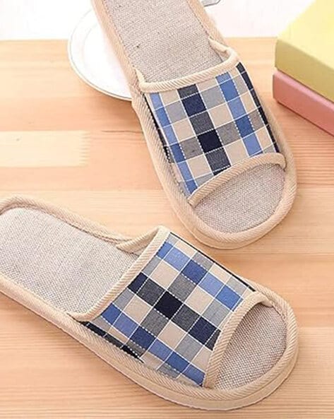 Mens 2025 checked slippers