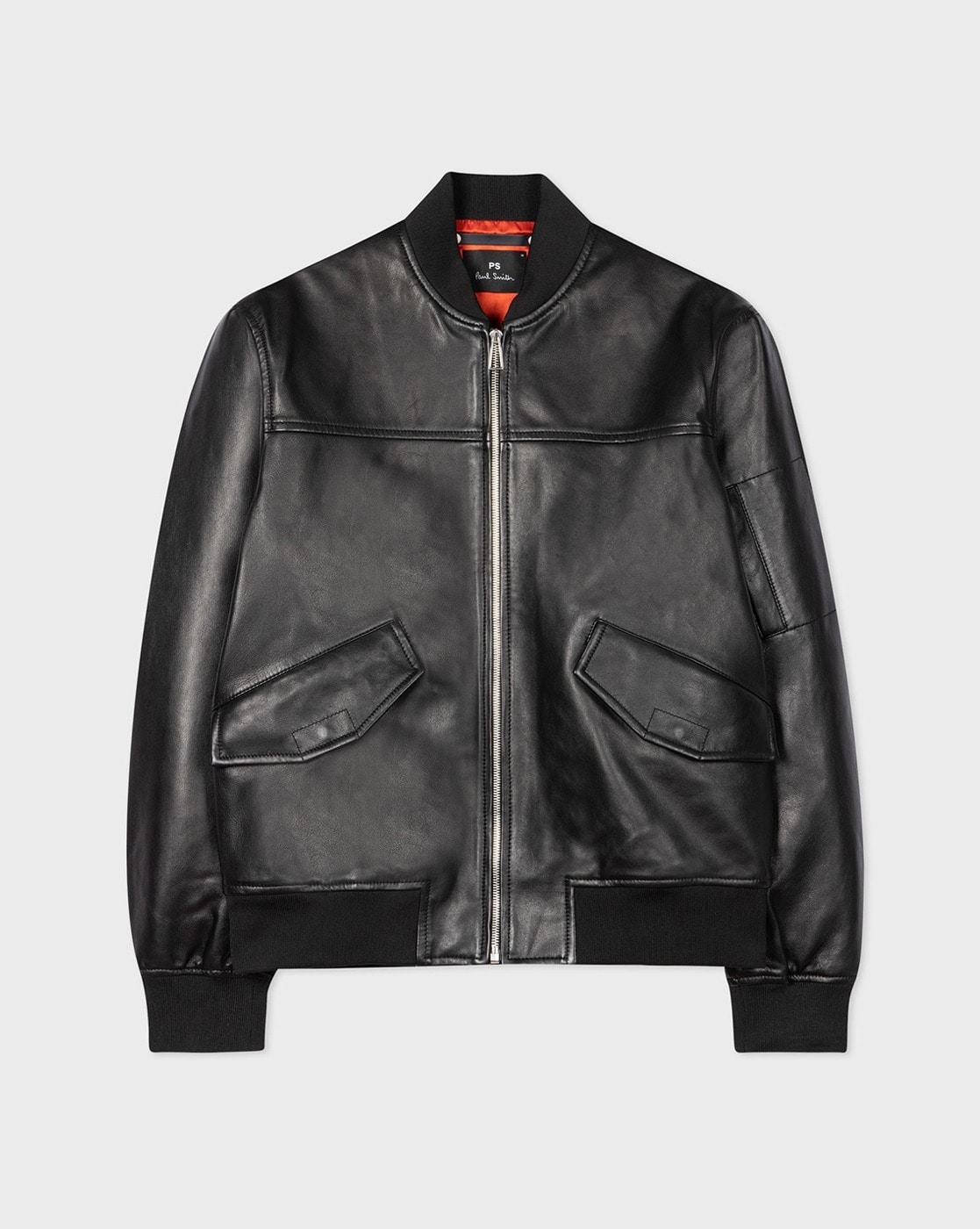 Buy PS PAUL SMITH Leather Bomber Jacket Black Color Men AJIO LUXE