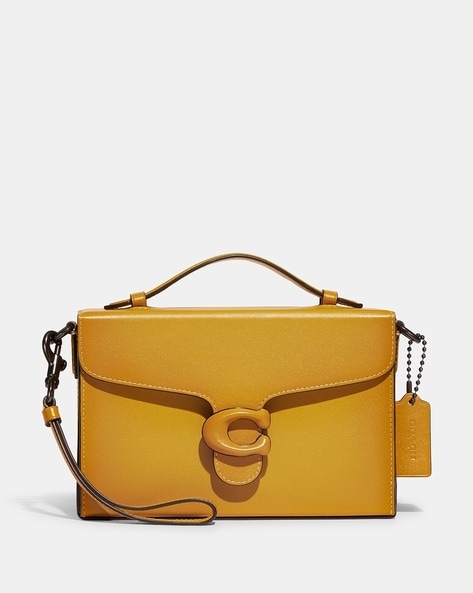 Coach yellow soft 2024 leather handbag