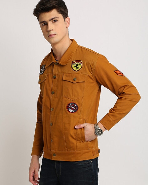 YASUGUOJI New 2022 Punk Style Fashion Eagle Embroidered Patch Jean Jacket  Men Denim Jackets Streetwear Slim