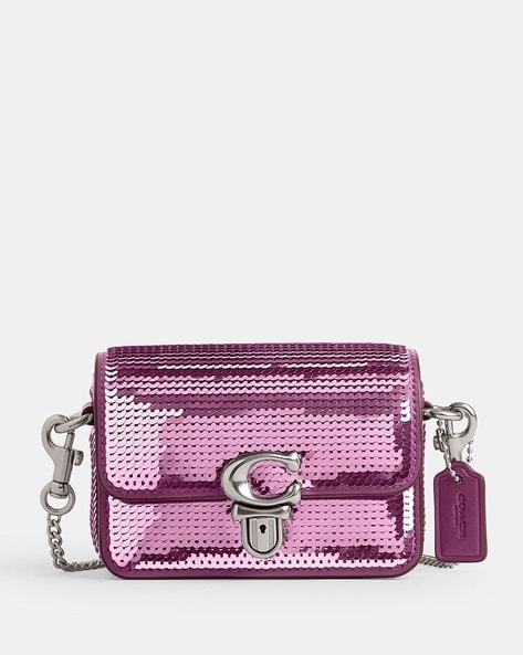 Signature sufflette glitter handbag Coach Silver in Glitter - 38350997