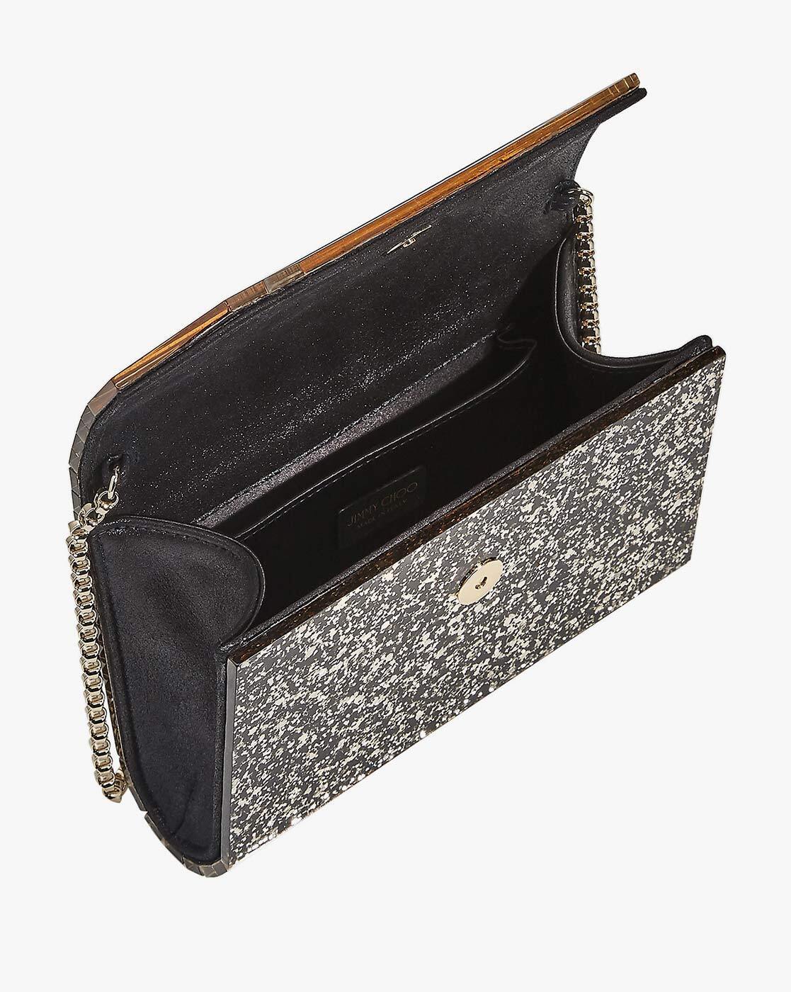 JIMMY CHOO - Black MILLA Lame Glitter Clutch Bag Gold Chain - – Luxe  Hanger