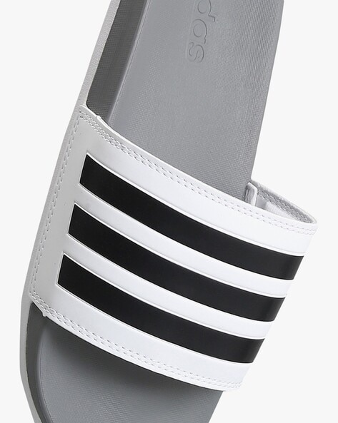 White adidas online slides