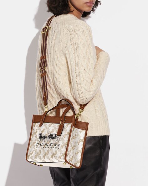 Coach Field Tote In Signature Canvas With Horse And Carriage Print Bag