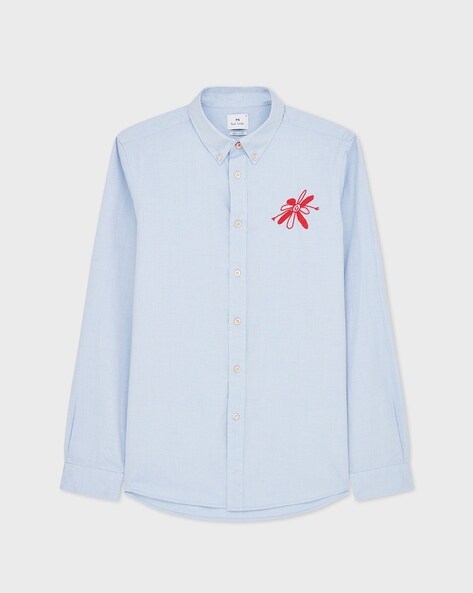 Paul Smith Long Sleeves collar shirt offers embroidered Flowers