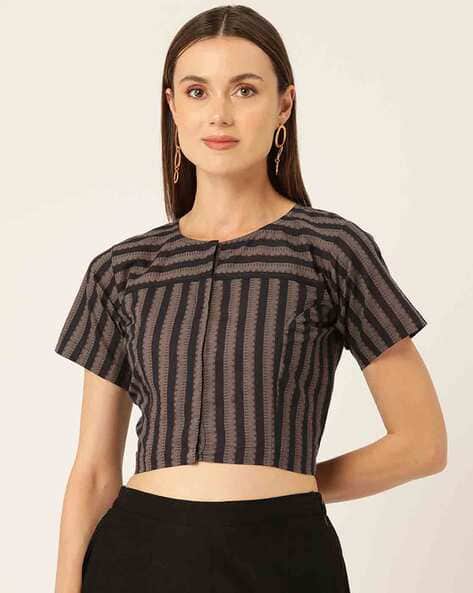 Indie Picks Women Striped Front Open Blouse