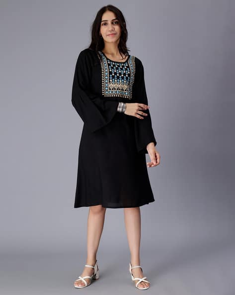 Buy SAAKAA Women Embroidered Skater Dress Online