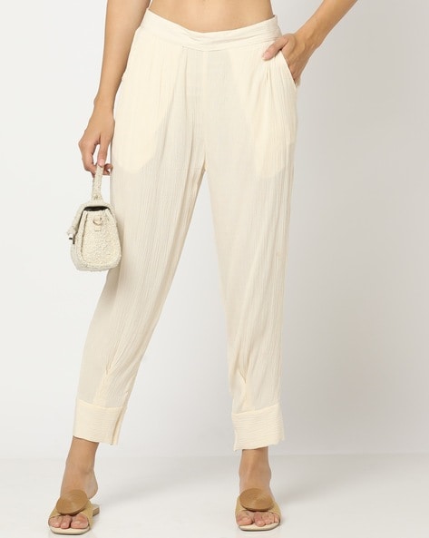 Women Crinkled Relaxed Fit Pants Price in India