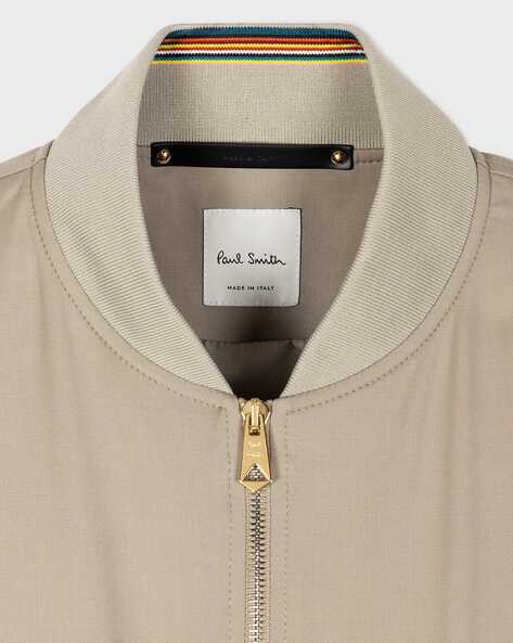 Buy PAUL SMITH Storm System Wool Bomber Jacket, Grey Beige Color Men