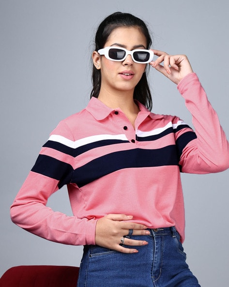 Striped polo hotsell t shirts women's