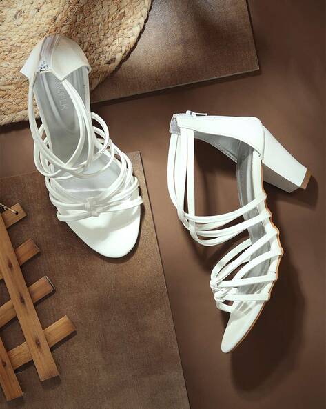 designershoes - gladiator ankle strap stiletto heel sandals white -  Codibook.