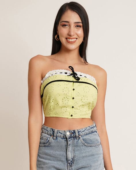 Women Schiffli Fitted Blouson Top