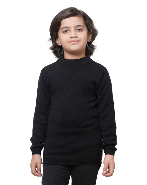 Boys black crew neck sweater best sale