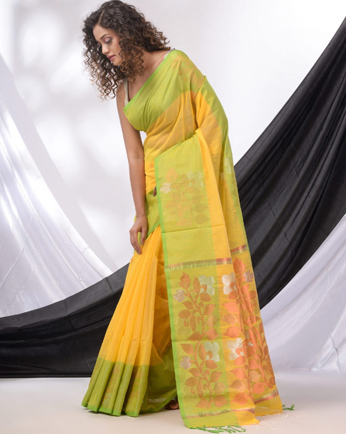 Buy Yellow Sarees for Women by Charukriti Online