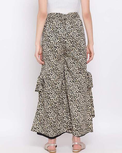 Made in Italy Zanzia Slinky Wide Leg Pant Leopard Greys +