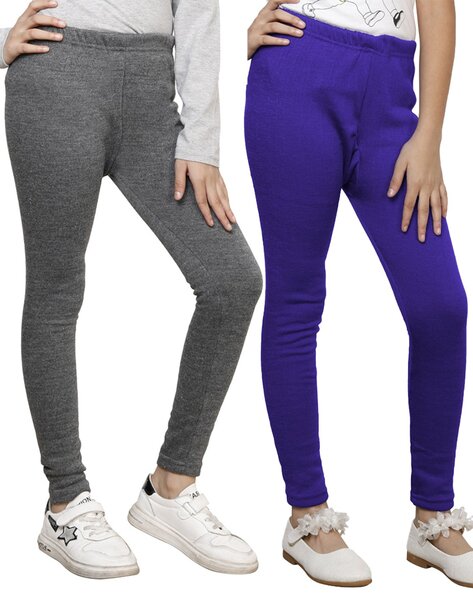 Pack of 2 Girls Leggings with Elasticated Waistband