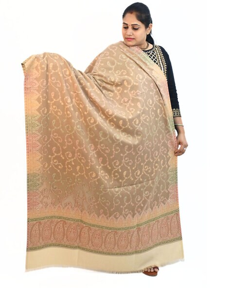 Women Paisley Woven Shawl with Fringed Hem Price in India