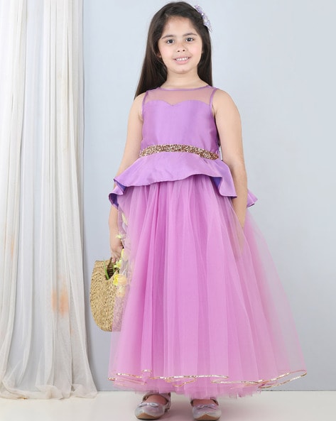 Toy Balloon Kids Teal Blue Full Length Girls Party Waer Gown Dress :  Amazon.in: Toys & Games