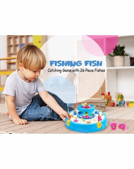 Toy Fishing Game Magnetic Fishing Rod Fish Models Catching Game Kids Bath A
