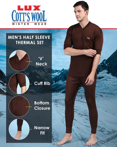 Buy Brown Thermal Wear for Men by LUX COTT'S WOOL Online