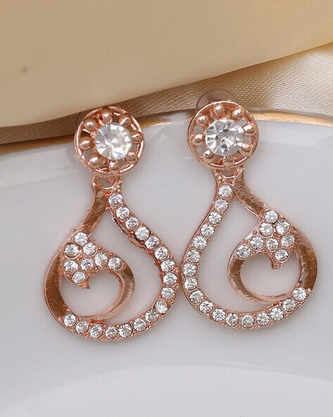 Real Diamonds Party Wear Rose Gold Natural Diamond Round And Pear Earrings.,  10.50Gram, 18 Kt at Rs 193000/pair in Mumbai