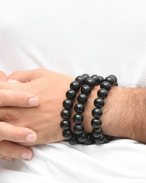 Mens Personalised Black Out Bead Bracelet | Under the Rose