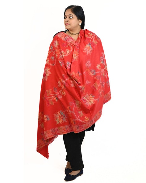 Women Floral Woven Shawl Price in India