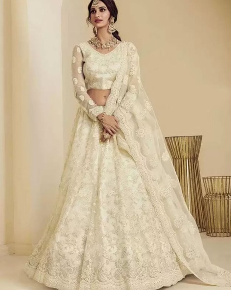 Off white silk lehenga choli for wedding wear - G3-WLC11973 | G3fashion.com