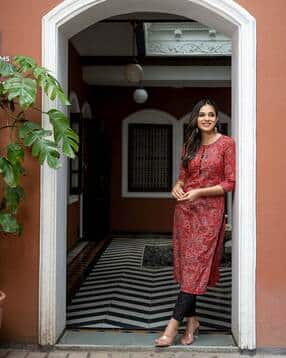 weavllite Round-Neck Straight Kurta-picture-24