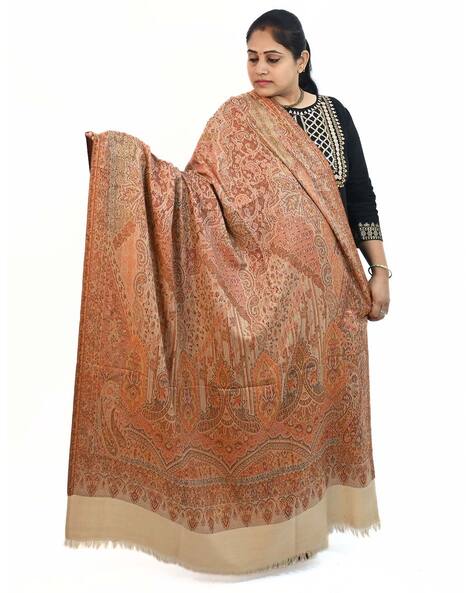 Women Woolen Shawl with Fringed Hem Price in India