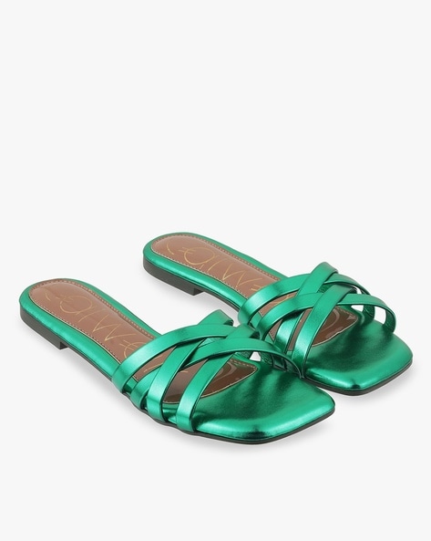 Buy online Green One Toe Flat Sandal from flats for Women by Glitzy Galz  for ₹429 at 57% off | 2024 Limeroad.com