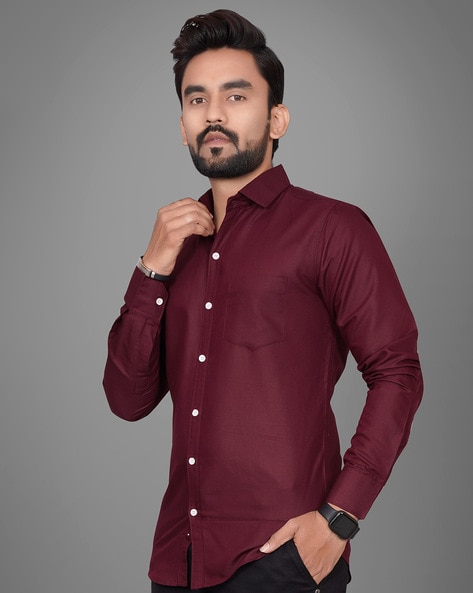 wine colour shirt mens