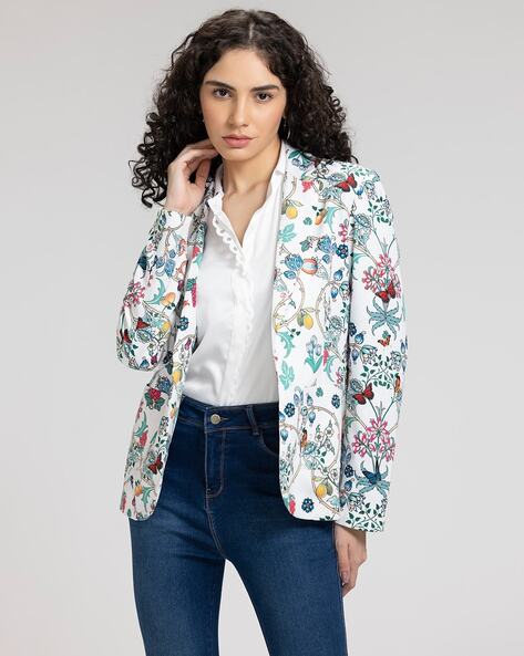 Floral print shop women's blazers