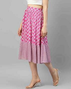 Women Geometric Print Flared Skirts