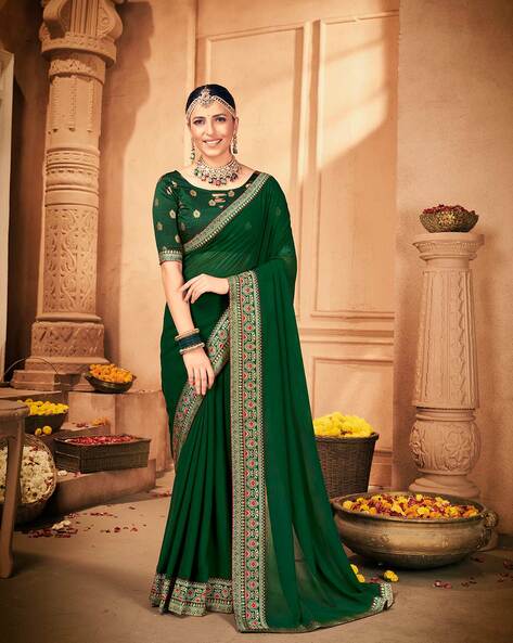 Saree for Women Heavy Embroidered Silk Party Wear India | Ubuy