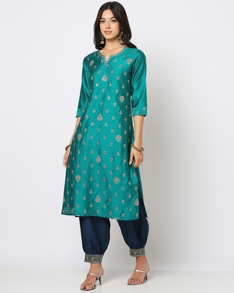 Women Embroidered Straight Kurta Set