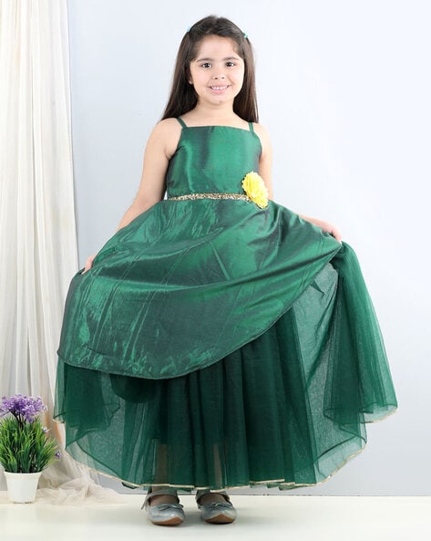 Dresses | Long Frock Green Colour | Freeup