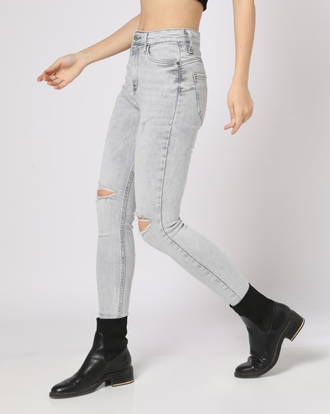 Buy Heavily Washed Skinny Jeggings Online at Best Prices in India