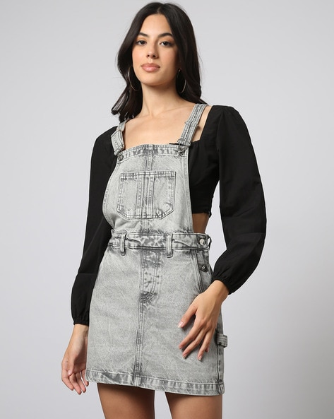 Grey pinafore dress womens hotsell