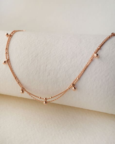Girls Sterling Silver Rose Gold-Plated Anklets